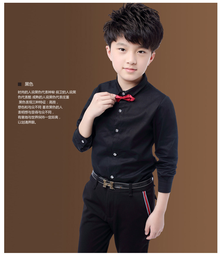 Con trai Áo sơ mi dài tay Học sinh Áo sơ mi trắng tinh khiết Quần Set trẻ em dày cộng cashmere áo sơ mi trẻ em nữ đẹp