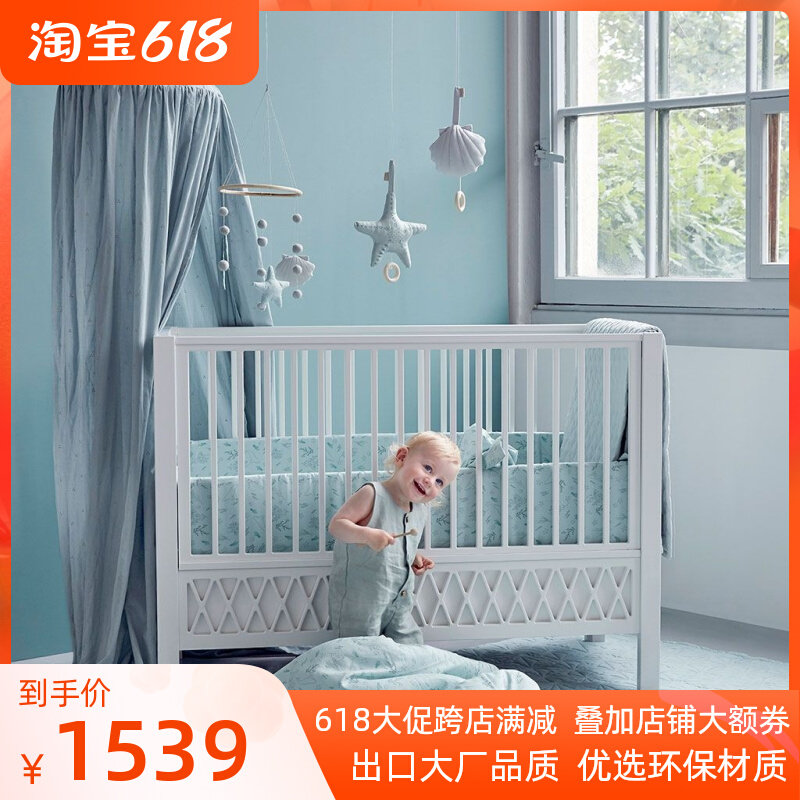 Rizhen Home Nordic Modern Solid Wood Fencing European Style Crib Newborn Baby Baby Bed Princess Bed Multifunction