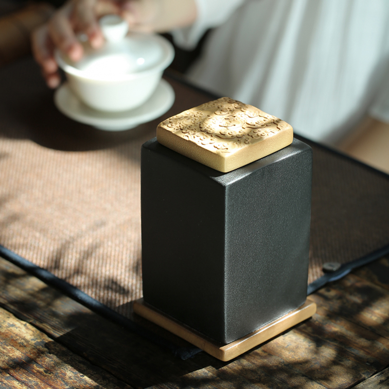 Shangfang Tea Cans Ceramic Sealed Cans Large Pu 'er Tea Cans Home Refrigeration Tea Boxes Retro Storage Dampproof Cans