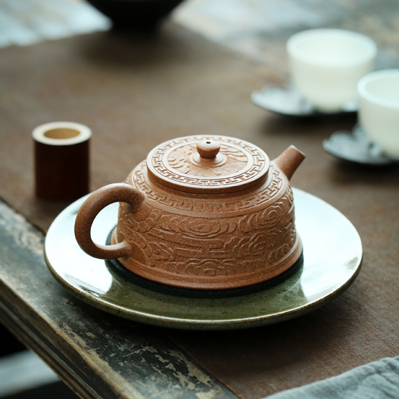 Purple Sand Large Capacity Tetragonal Pot Kung Fu Tea Pot tea Set Artisanal Master Imitation Ancient Vegan Elegant Home Single Pot Tea Maker