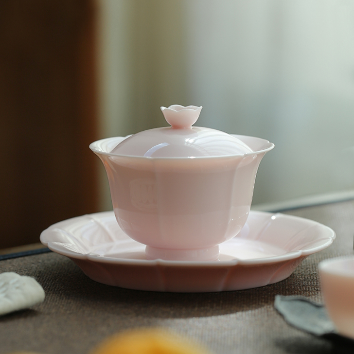 Shangfang Cover Bowl of Tea Cup Handmade Single-colored Pettle Ceramic Bowl Kunfu Tea Bowl 3 to Cover the Bowl