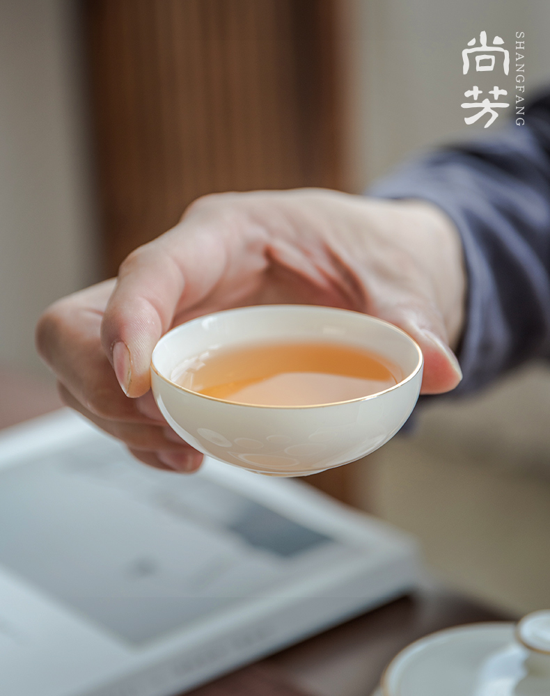 Shangfang painted gold ceramic master cup single cup kung fu tea tea set handmade white porcelain small tea cup tea cup tea cup