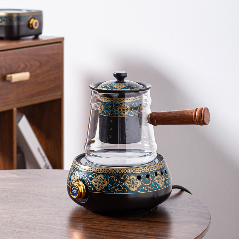 Tea maker Black crystal furnace Automatic glass black tea Pu'er steam cooking teapot set Guofeng household tea stove