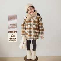 Fall in love with pretty girls winter woolen coats 2023 new gentle British college style baby and childrens coats