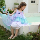 Влюбитесь в красивое платье принцессы-русалки для девочек, летнее платье, новинка 2025 года, детская градиентная праздничная газовая юбка на подтяжках