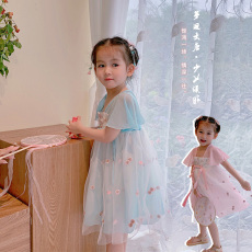 китайский костюм 香港靓妞女童汉服2021新款夏装宝宝超仙古装儿童中国风唐装襦裙