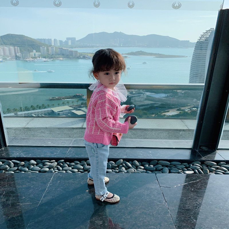 Baby Jacket Woman Spring Autumn New Foreign Pie Trendy Blouse Children Han Version Online Red Girl Small Savour Knitwear Knitwear