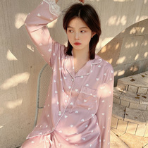 New autumn pajamas lace loving long sleeve trousers two pieces of satin comfortable and lovely home suit wear