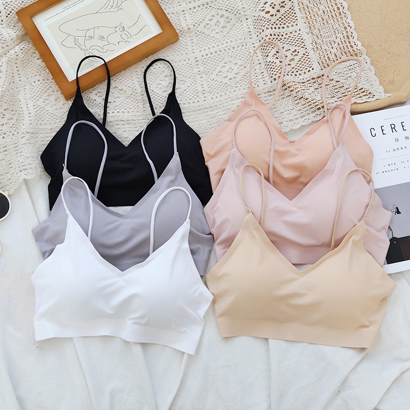 Ice silk cross beautiful back underwear with chest pad anti-light tube top gathered straps small vest top without trace wrapped chest thin