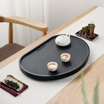 Round tea tray Round black gold stone tea tray Simple stone tea table Large small tea sea tea set Modern tea tray