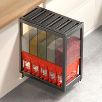 Future home cabinet embedded rice box pull basket aluminum alloy double layer kitchen drawer type rice noodle box rice bucket cabinet pull basket