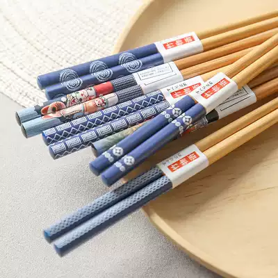 Japanese cartoon bamboo chopsticks creative printing bamboo chopsticks home 5 pairs practical set 10 pointed totem chopsticks