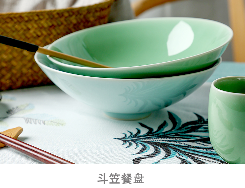 Longquan celadon bowls simple ceramic tableware large 8 "rainbow such always pull new hat to bowl of melon and fruit dish home plate