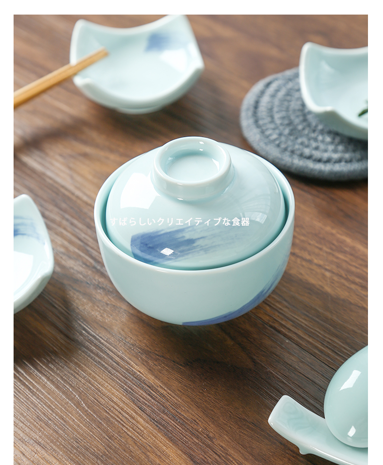 Ceramic home bird 's nest can bowl dessert bowl with cover water stew to offer them a single small soup steamed egg bowl crock soup as cans