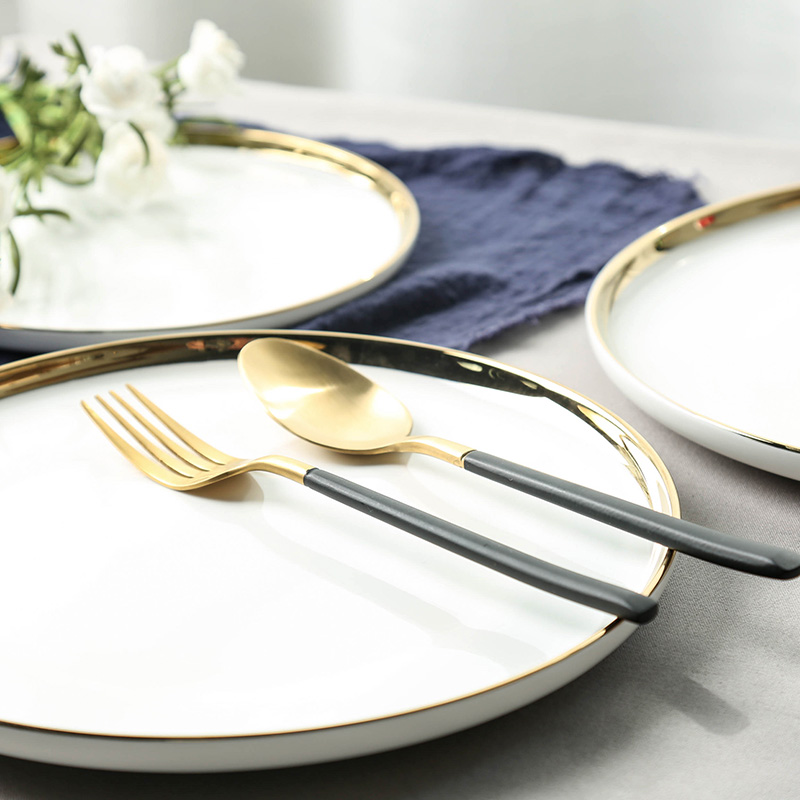 Ceramic plate of north European ins wind beefsteak disc up phnom penh breakfast tray was home round flat shallow dish plate 8 inches