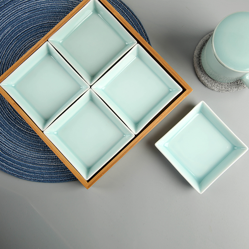 Longquan celadon square plate creative multiple disc ceramic plate frame Japanese fruit platter of dried fruit sushi plate