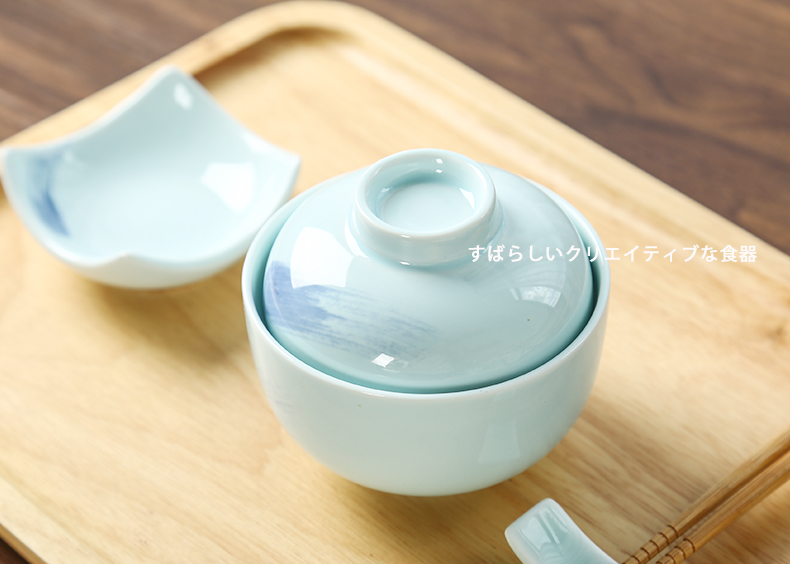 Ceramic home bird 's nest can bowl dessert bowl with cover water stew to offer them a single small soup steamed egg bowl crock soup as cans
