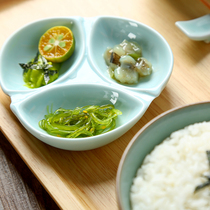 Ceramic sauce dish Japanese three-grid dish soy sauce vinegar dish multi-grid plate snack dish dish plate household split tableware