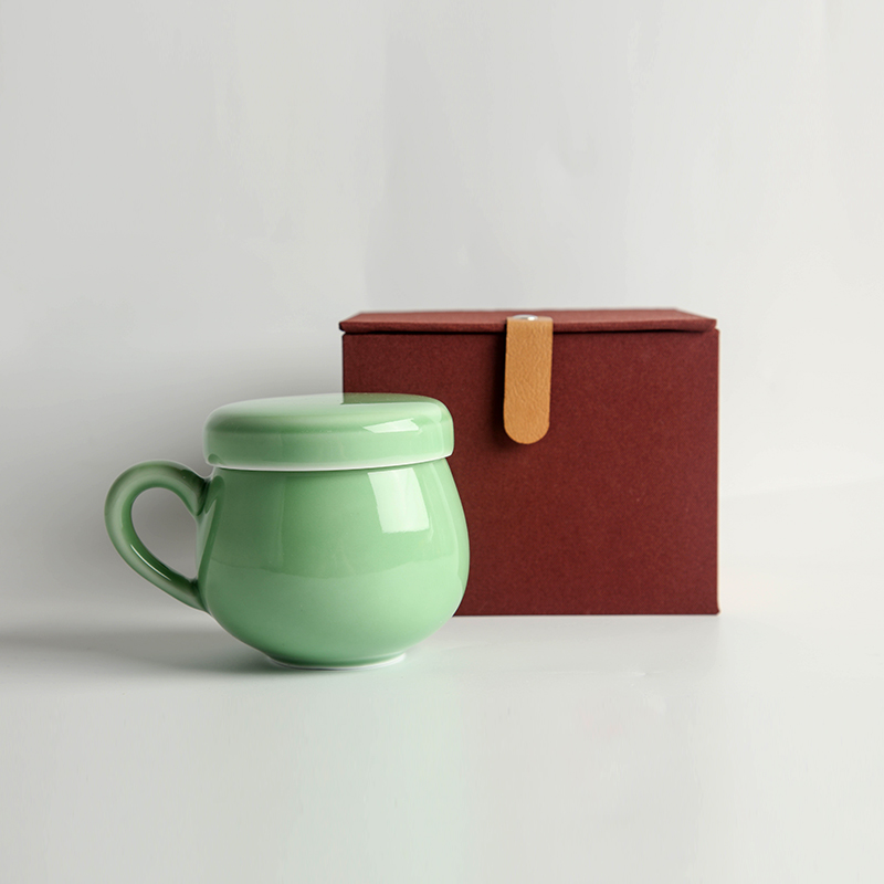 Longquan celadon mugs ceramic filter with cover glass domestic large capacity cup office glass tea cup