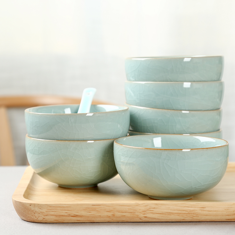 Brother celadon eat rice bowls bowl longquan up slicing bowls with 4.5 inch single bowl bowl of new ceramic tableware