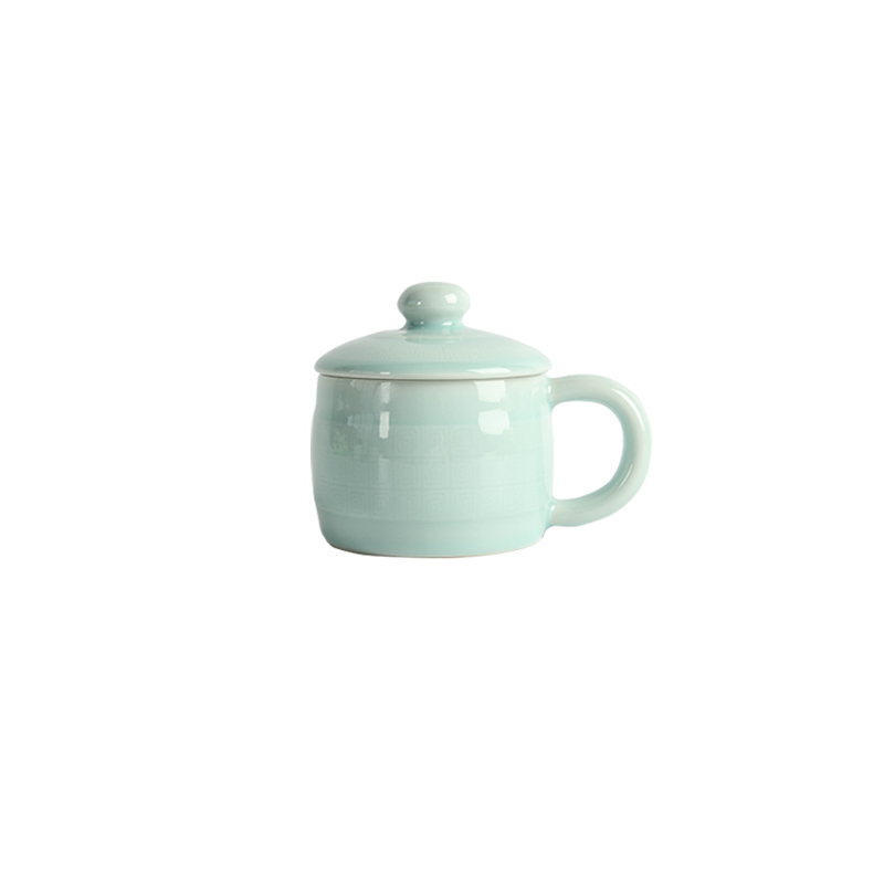Longquan celadon cup home creative meander mark cup tea cup ceramic cups with cover cup tea gift mugs