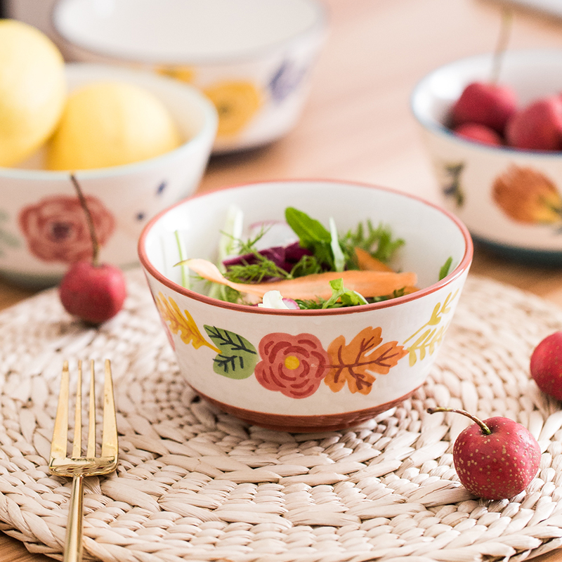 Nordic four seasons under the ceramic glaze color tableware home eat rice bowl of rice bowl salad bowl of soup bowl with rainbow such as bowl hat to bowl
