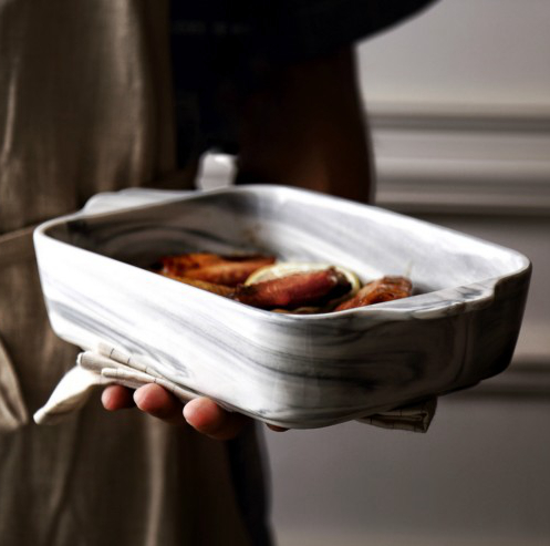 Marble pan home a rectangle European baking oven with heat - resistant ceramic baked FanPan ears pan baked