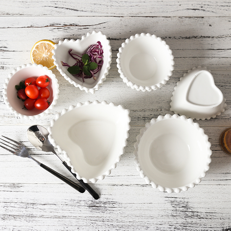 Nordic household contracted wind can microwave ceramic bowl creative move type steamed egg fruit salad dessert already