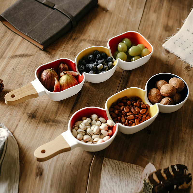 Northern wind household fruit snacks ceramic bowl bowl glaze color creative use points style salad bowl with the bowl