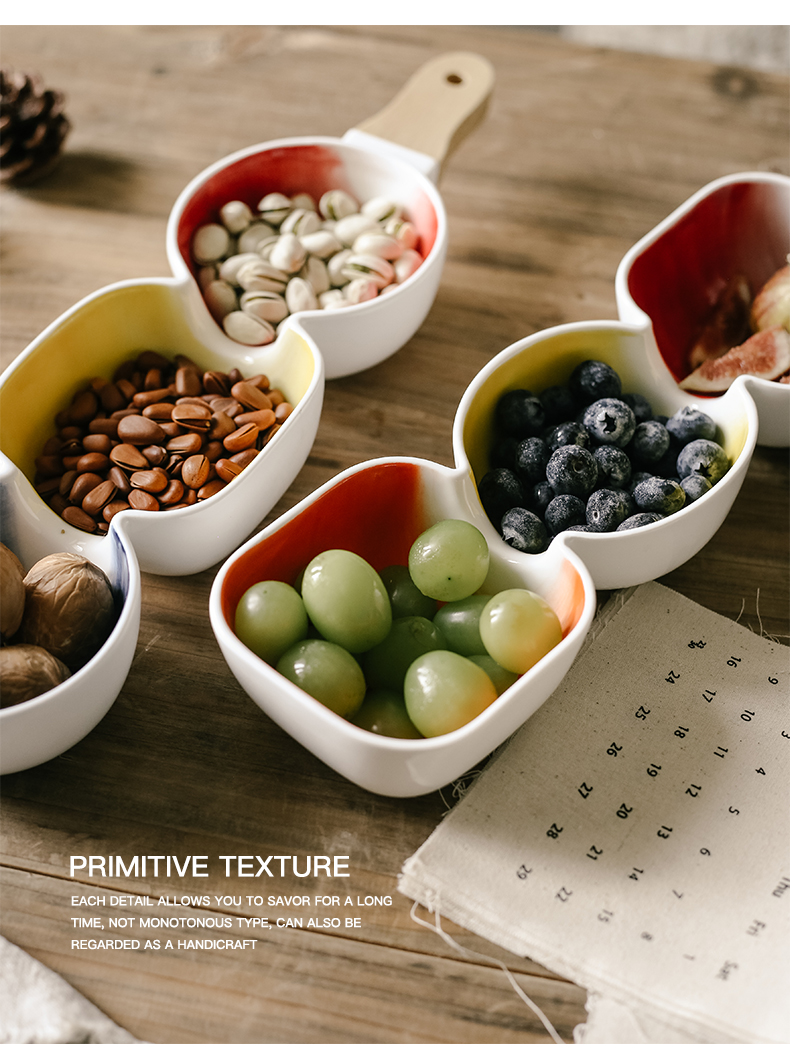 Northern wind household fruit snacks ceramic bowl bowl glaze color creative use points style salad bowl with the bowl