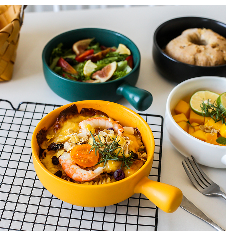 Oven baked jobs ceramic fruit salad bowl for single handle pan, Japanese household breakfast dishes on the dishes