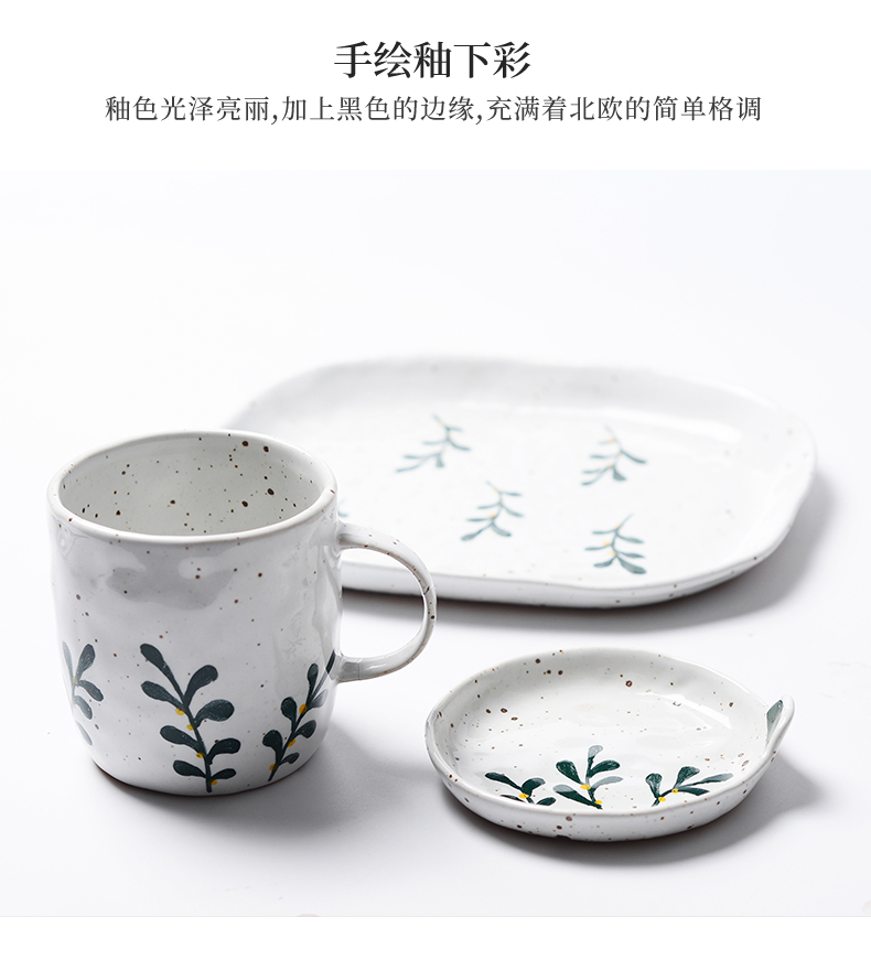 Jingdezhen hand - made blue - and - white hand - made ceramic disc Chinese style restoring ancient ways coarse pottery dish fruit bowl dessert plate characteristics of home stay facility