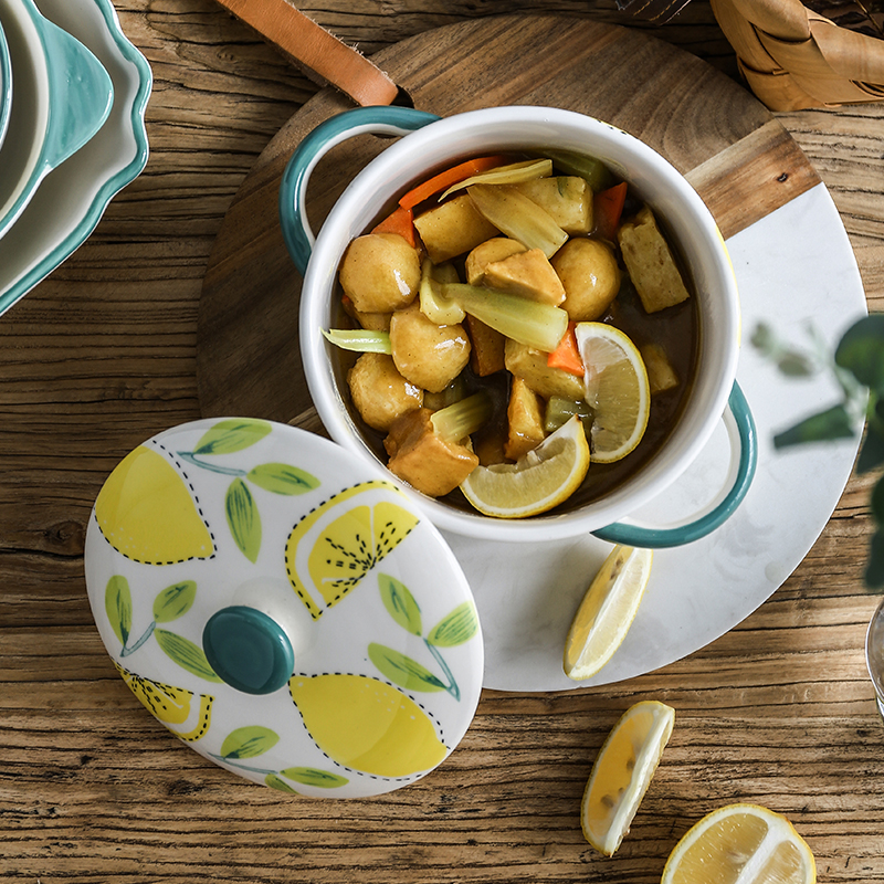 Cherry ceramics with cover small household stew water stew pot soup cup double cover the tank stew pot steamed egg dishes