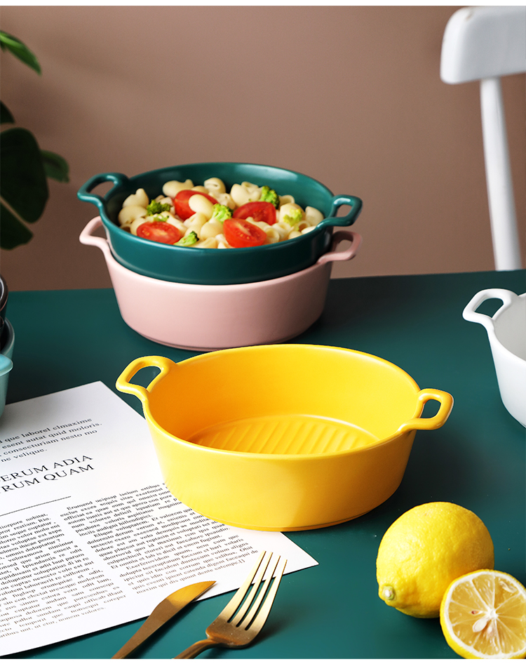 Lovely ears bake bowl household creative rainbow such use oven private network red mercifully surface ceramic tableware a single large bowl