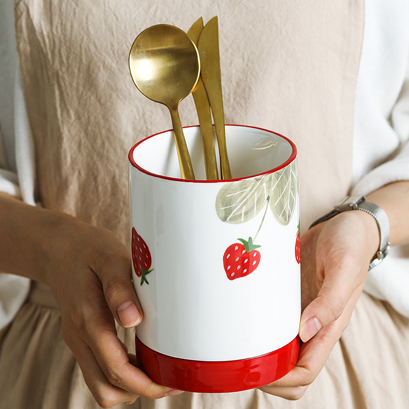 Creative, Nordic dobbin pen container variable glaze ceramic tube of chopsticks chopsticks box son chopsticks hand - made tableware kitchen supplies