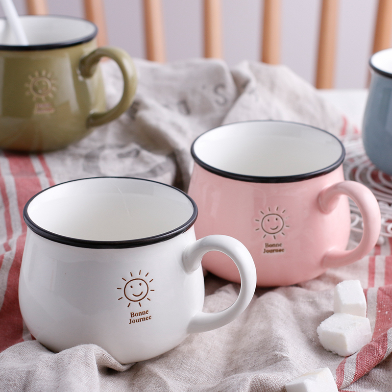 Northern wind creative lovely smiling face mark ceramic cup ultimately responds a cup of milk for breakfast cup of office coffee cup