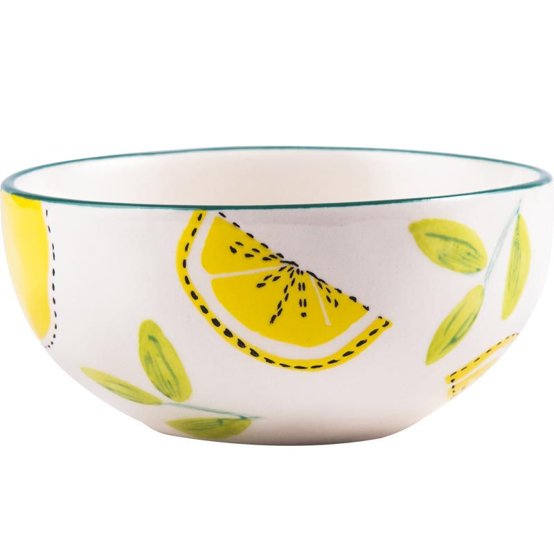 Northern wind Japanese - style fresh lemon series ceramic tableware suit household rice bowl bowl western - style food dish plate