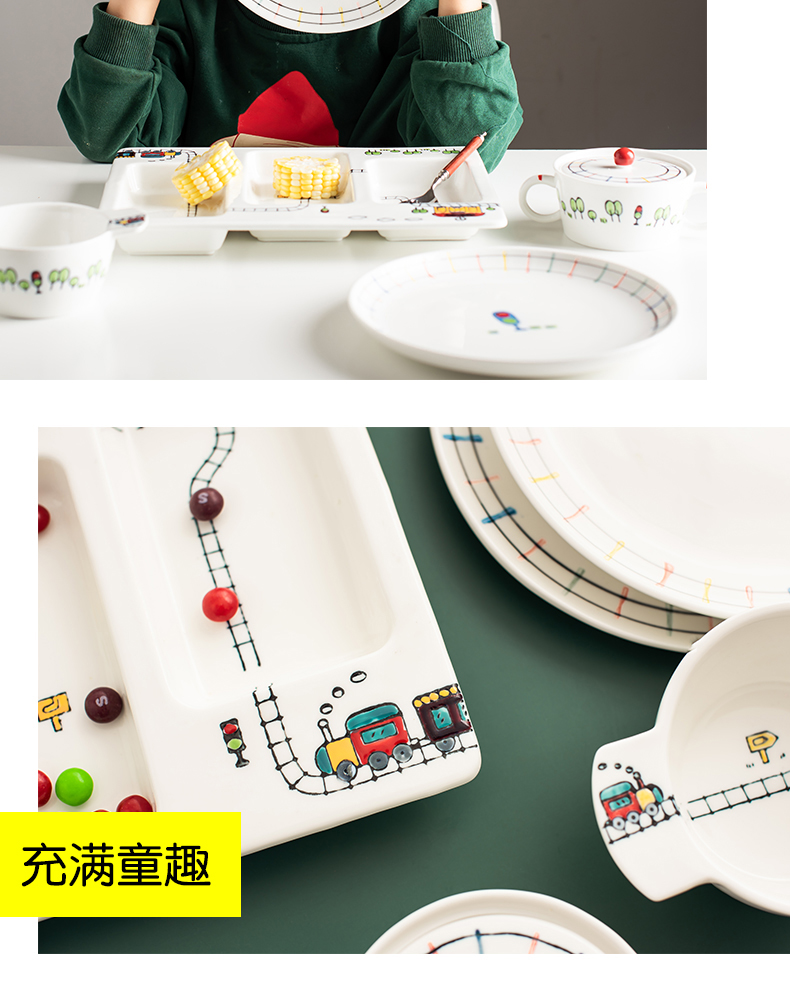 The Original cartoon express little train creative relief under glaze color porcelain tableware ceramics children suit