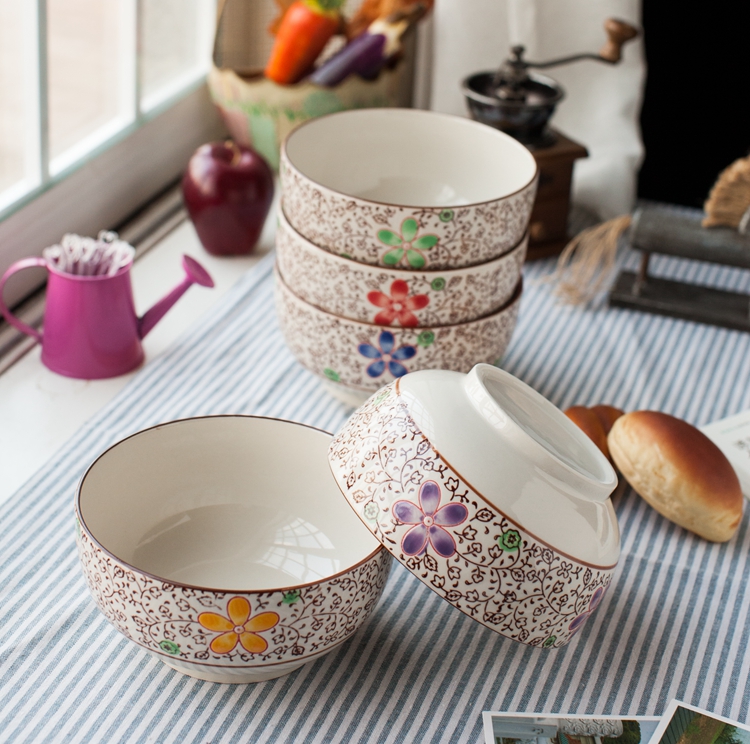 Jingdezhen and colorful propitious shells big auspicious ceramics bowl of rice noodles in soup bowl dishes cutlery set