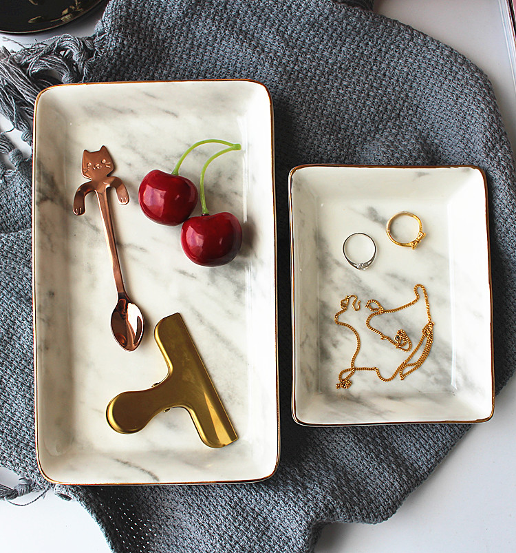 Jingdezhen northern wind ceramic marble paint and receive a disc ceramic jewelry receive dish posed props