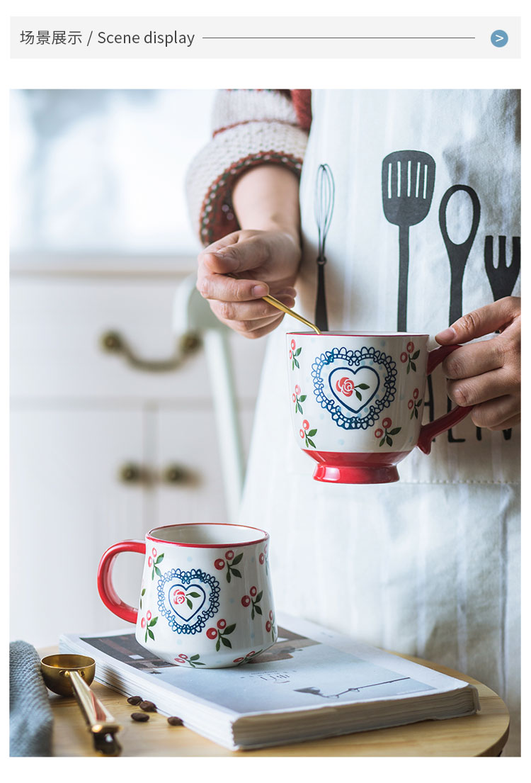 Hand - made cherry ceramic mugs, lovely ultimately responds cup home office cup Japanese breakfast cup of coffee cup