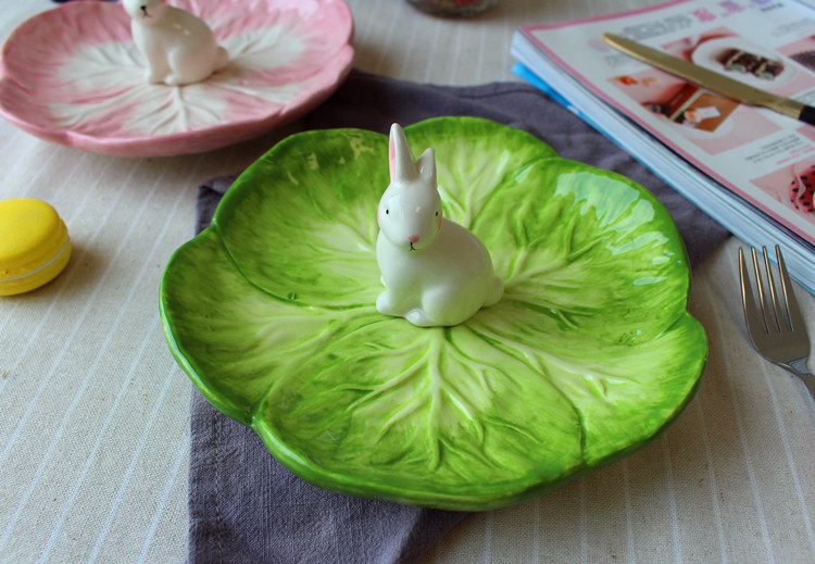 Jingdezhen ceramics under high temperature and glaze color Japanese express cartoon animals rabbits snack plate of fruit plate