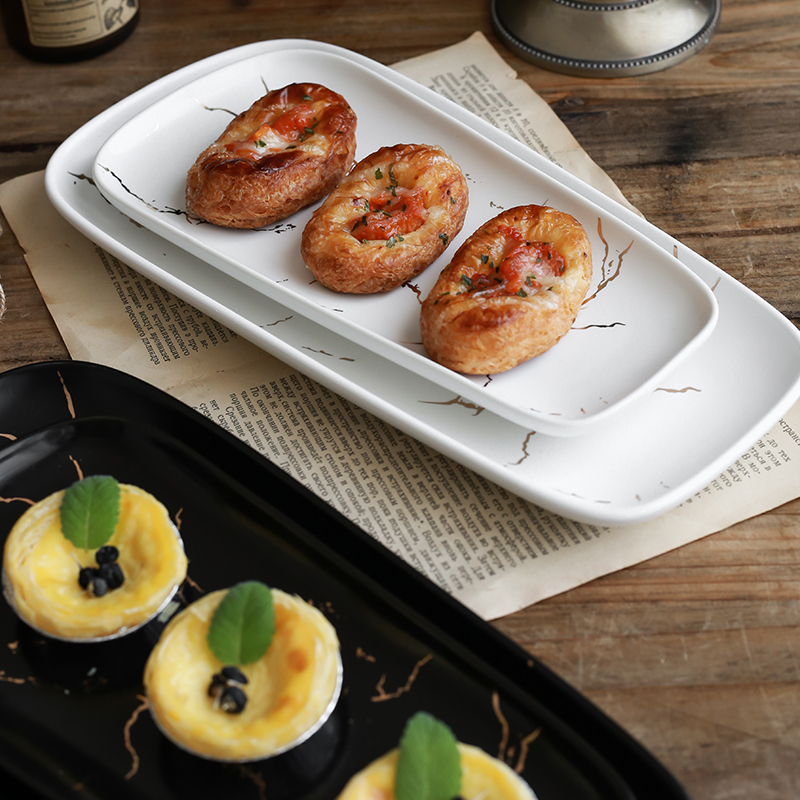 Nordic marble half gold ceramic tableware SaPan breakfast tray cake plate contracted jewelry plate
