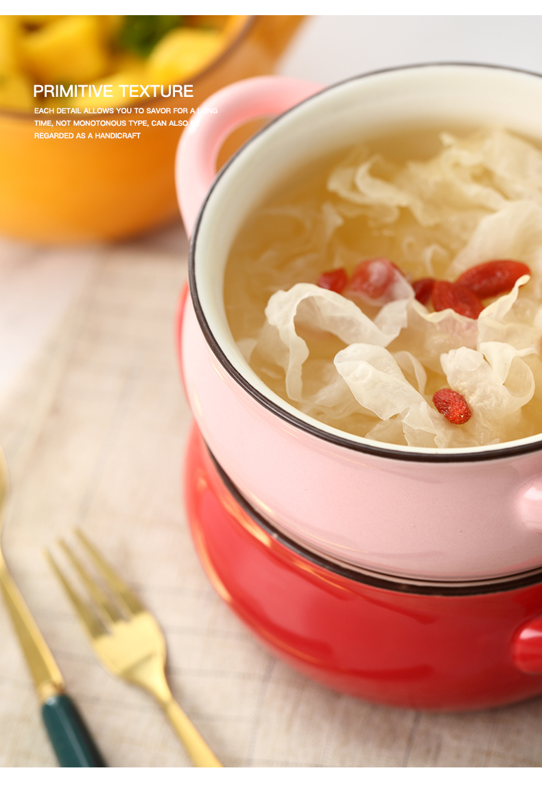 Northern wind ins ear soup bowl bake home microwave oven use lovely red net tableware ceramics rainbow such use