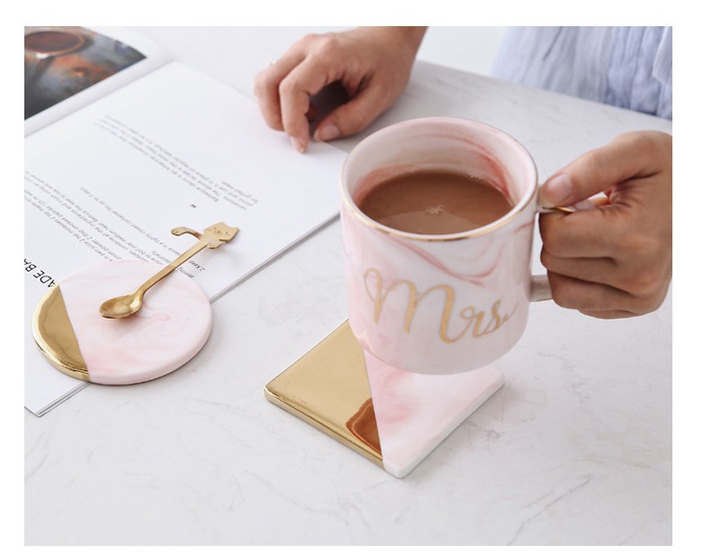 Marble heat insulation cup mat jingdezhen ceramic mat northern wind ceramic cup mat gold cup mat