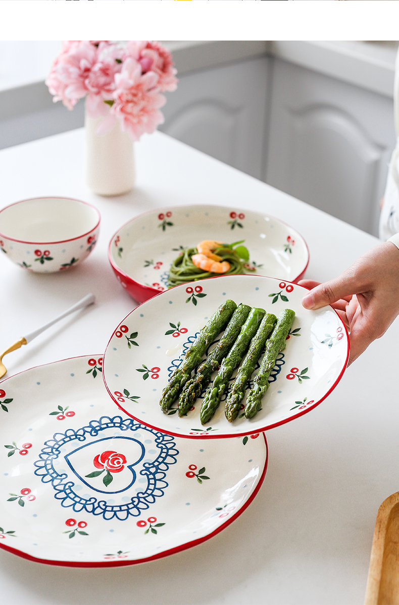 Jingdezhen retro hand - made ceramic cherry small bowl of salad bowl sauce bowl home baby to assist the food bowl of fruit bowl