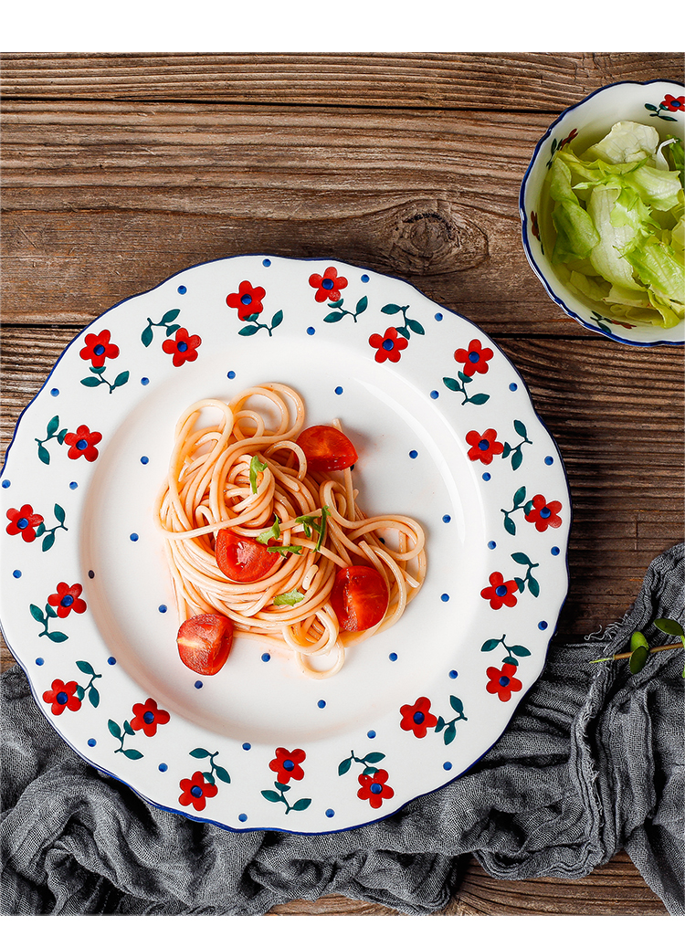 Rural wind small hand - made ceramic tableware household small bowl of porridge spoon keller 0 plate the bowl of soup bowl