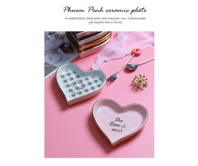 Jingdezhen manual creative paint love letters lace ceramic plate to receive dish jewelry decoration plate