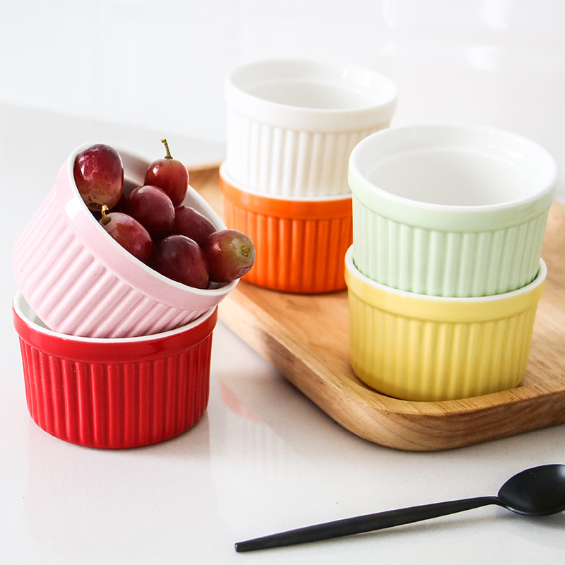 Jingdezhen shu she bake to use baking cake mould jelly ice cream dessert pudding ceramic bowl stripe cup