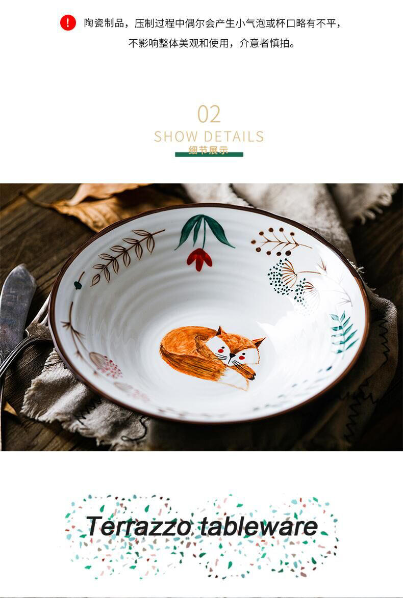 Japanese cartoon express ceramic creative express animal fruit large bowl of beef noodles in soup bowl of sweet fruit salad bowl